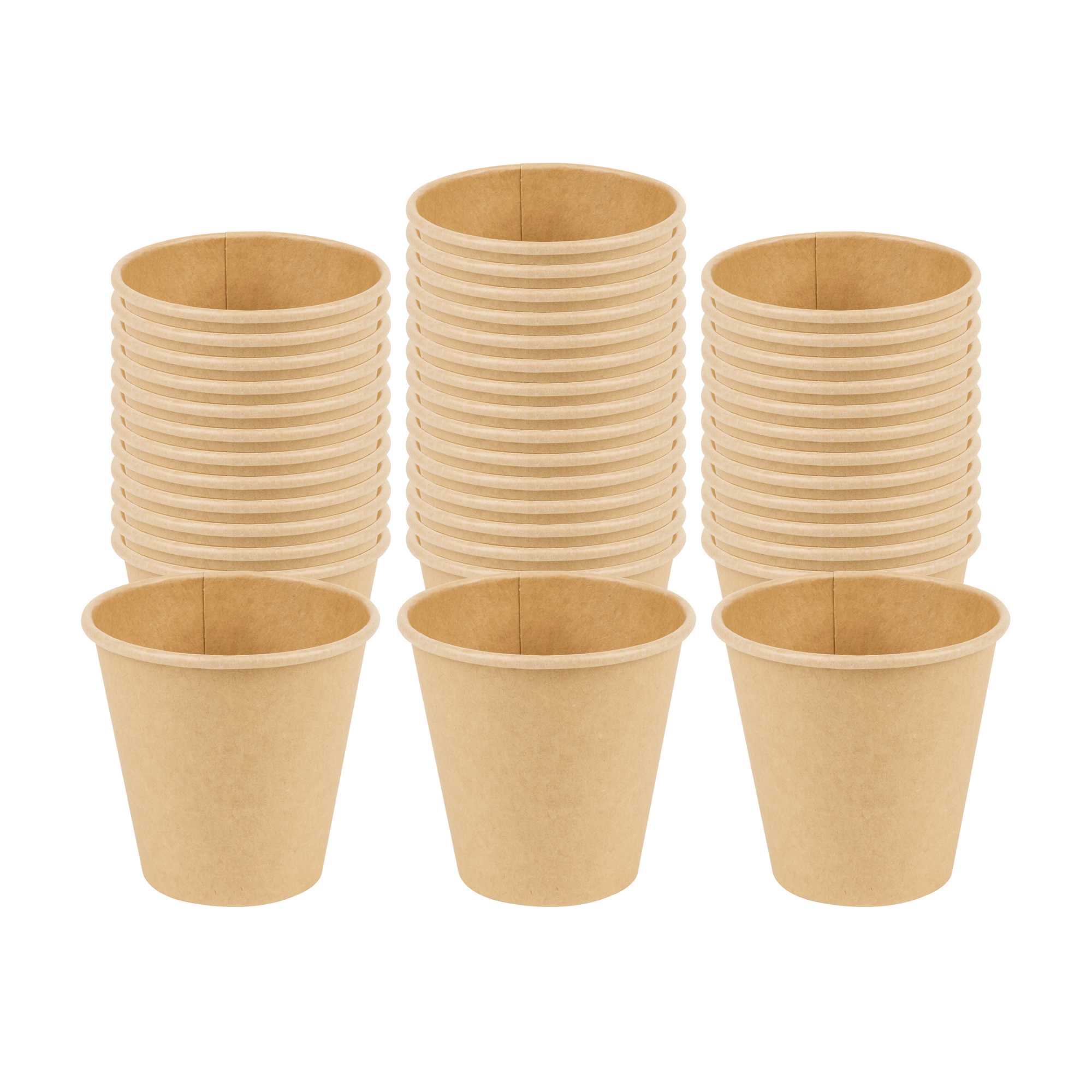 Chef 101 8 oz Natural Paper Unbleached Coffee Cup - Single Wall - 3 1/2" x 3 1/2" x 3 1/4" - 1000 count box
