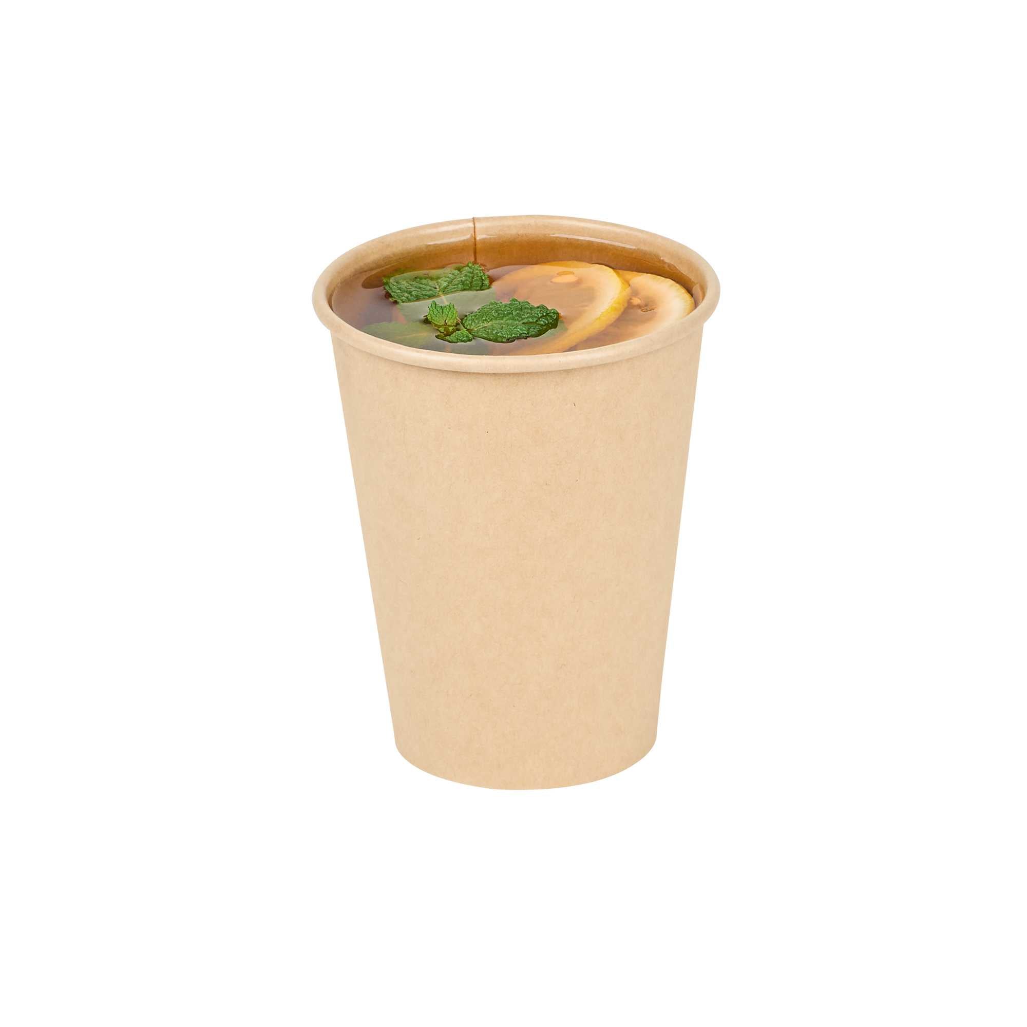 Chef 101 12 oz Natural Paper Unbleached Coffee Cup - Single Wall - 3 1/2" x 3 1/2" x 4 1/4" - 50 count box