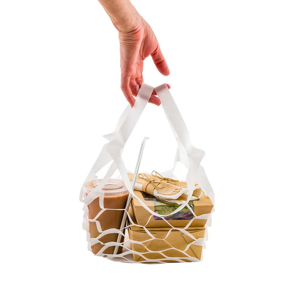 Bag Tek White Large Net Take Out Bag - 13 1/2" x 12 1/2" - 2000 count box