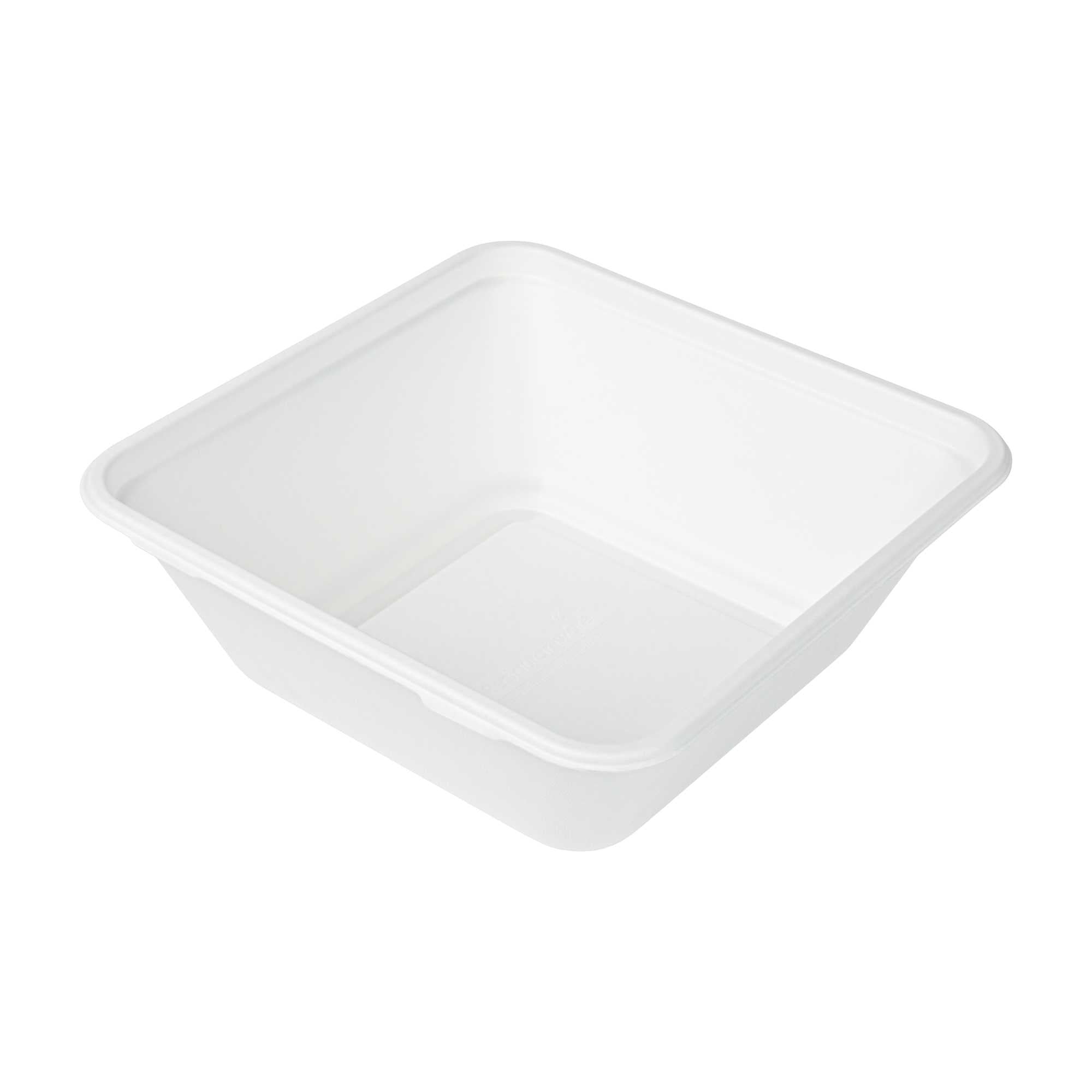 Pulp Safe No PFAS Added 160 oz Square White Sugarcane / Bagasse Serving Bowl - Home Compostable - 10 3/4" x 10 3/4" x 4" - 100 count box
