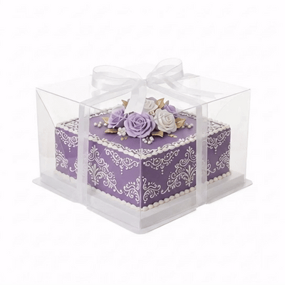 Boîte à Cake Rectangulaire Avec Cloche Transparente 35x15x13cm Rose - Protection Et Transport Gâteaux
