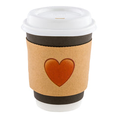Restpresso Kraft Paper Heart Emoji Coffee Cup Sleeve - Fits 12 / 16 / 20 oz Cups - 1000 count box