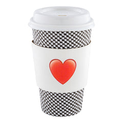 Restpresso White Paper Heart Emoji Coffee Cup Sleeve - Fits 12 / 16 / 20 oz Cups - 50 count box