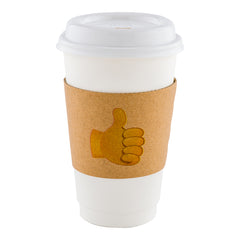 Restpresso Kraft Paper Thumbs Up Emoji Coffee Cup Sleeve - Fits 12 / 16 / 20 oz Cups - 1000 count box