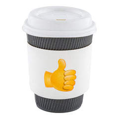 Restpresso White Paper Thumbs Up Emoji Coffee Cup Sleeve - Fits 12 / 16 / 20 oz Cups - 1000 count box