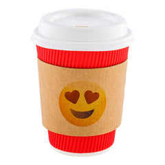 Restpresso Kraft Paper Heart Eyes Emoji Coffee Cup Sleeve - Fits 12 / 16 / 20 oz Cups - 1000 count box