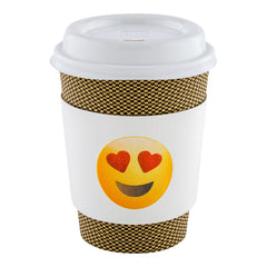 Restpresso White Paper Heart Eyes Emoji Coffee Cup Sleeve - Fits 12 / 16 / 20 oz Cups - 1000 count box