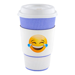 Restpresso White Paper Crying Laughing Emoji Coffee Cup Sleeve - Fits 12 / 16 / 20 oz Cups - 50 count box