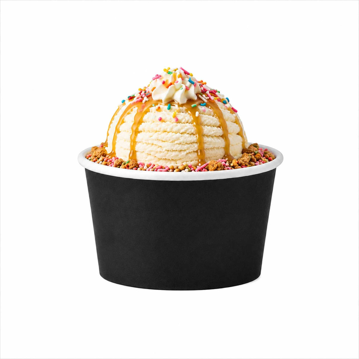 Coppetta 4 oz Round Black Paper To Go Cup - 3" x 3" x 2 1/2" - 50 count box