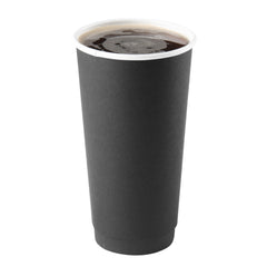 20 oz Black Paper Coffee Cup - Double Wall - 3 1/2