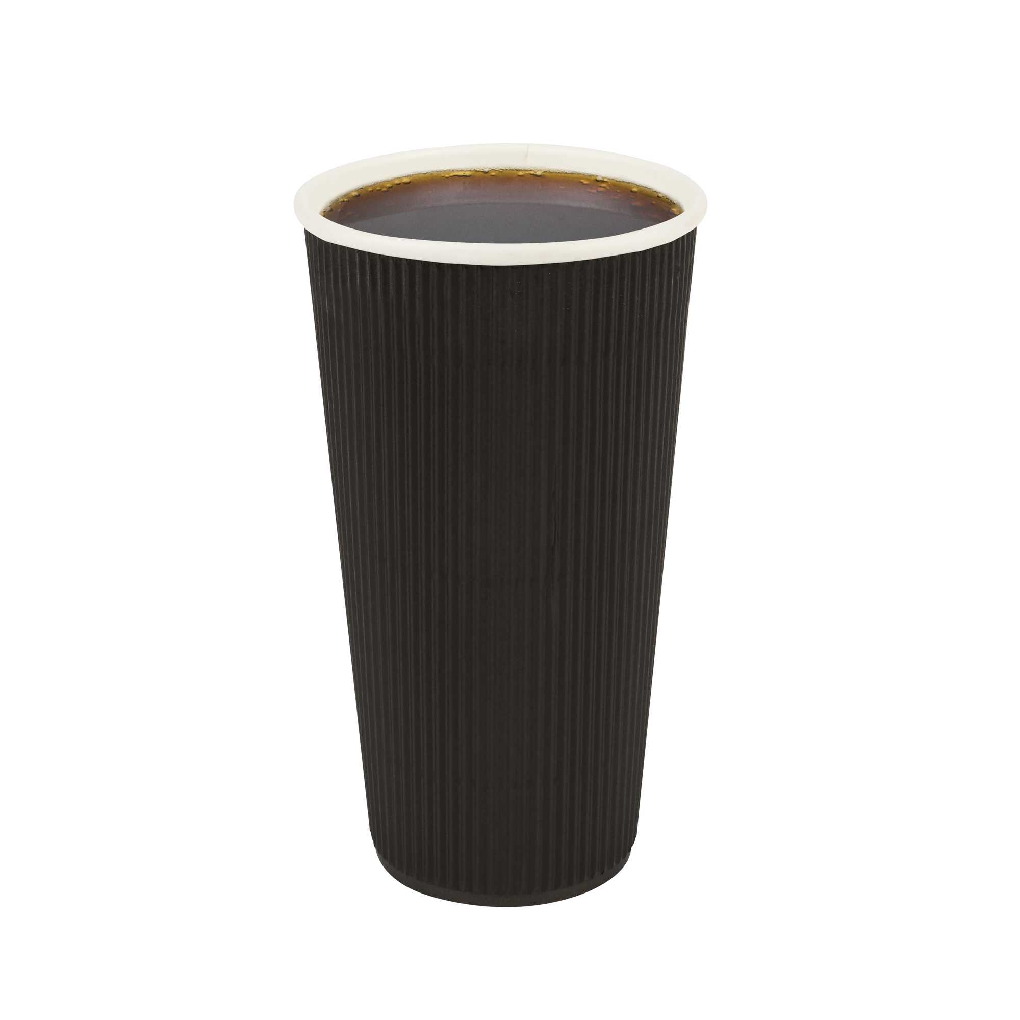 20 oz Black Paper Coffee Cup - Ripple Wall - 3 1/2" x 3 1/2" x 6 1/4" - 250 count box