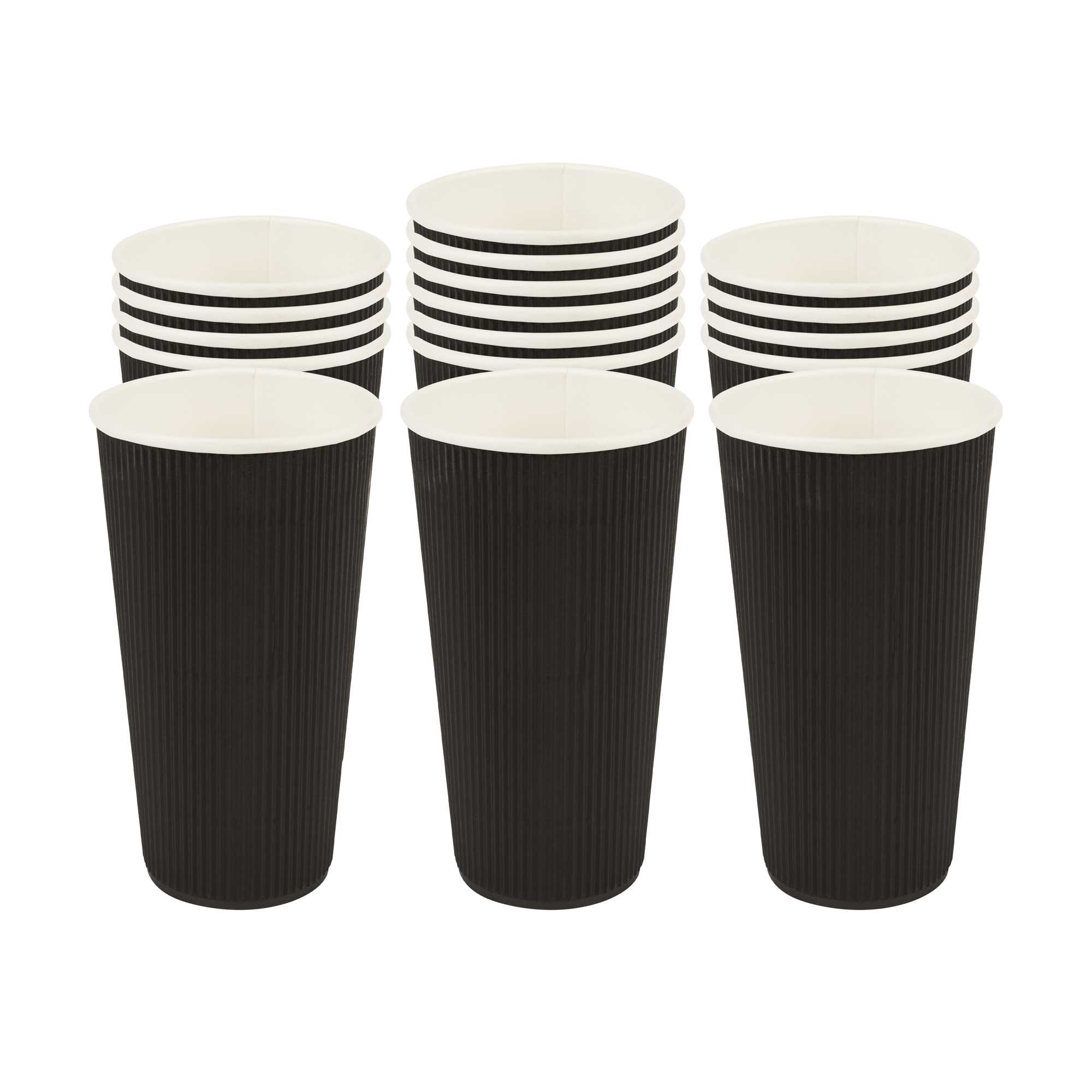 20 oz Black Paper Coffee Cup - Ripple Wall - 3 1/2