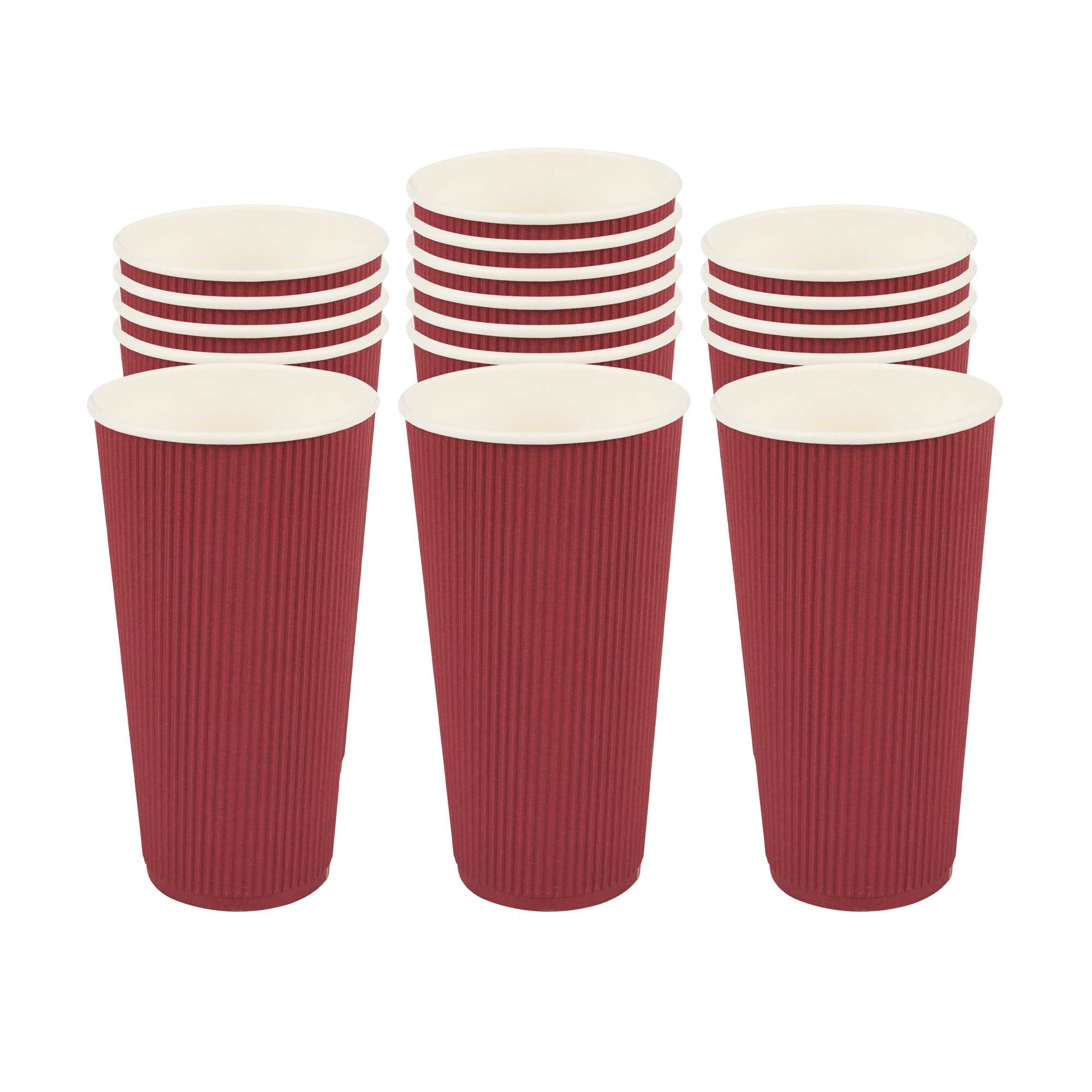 20 oz Crimson Paper Coffee Cup - Ripple Wall - 3 1/2" x 3 1/2" x 6 1/4" - 250 count box
