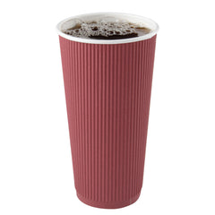 20 oz Crimson Paper Coffee Cup - Ripple Wall - 3 1/2