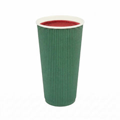 Restpresso 20 oz Forest Green Paper Coffee Cup - Ripple Wall - 3 1/2