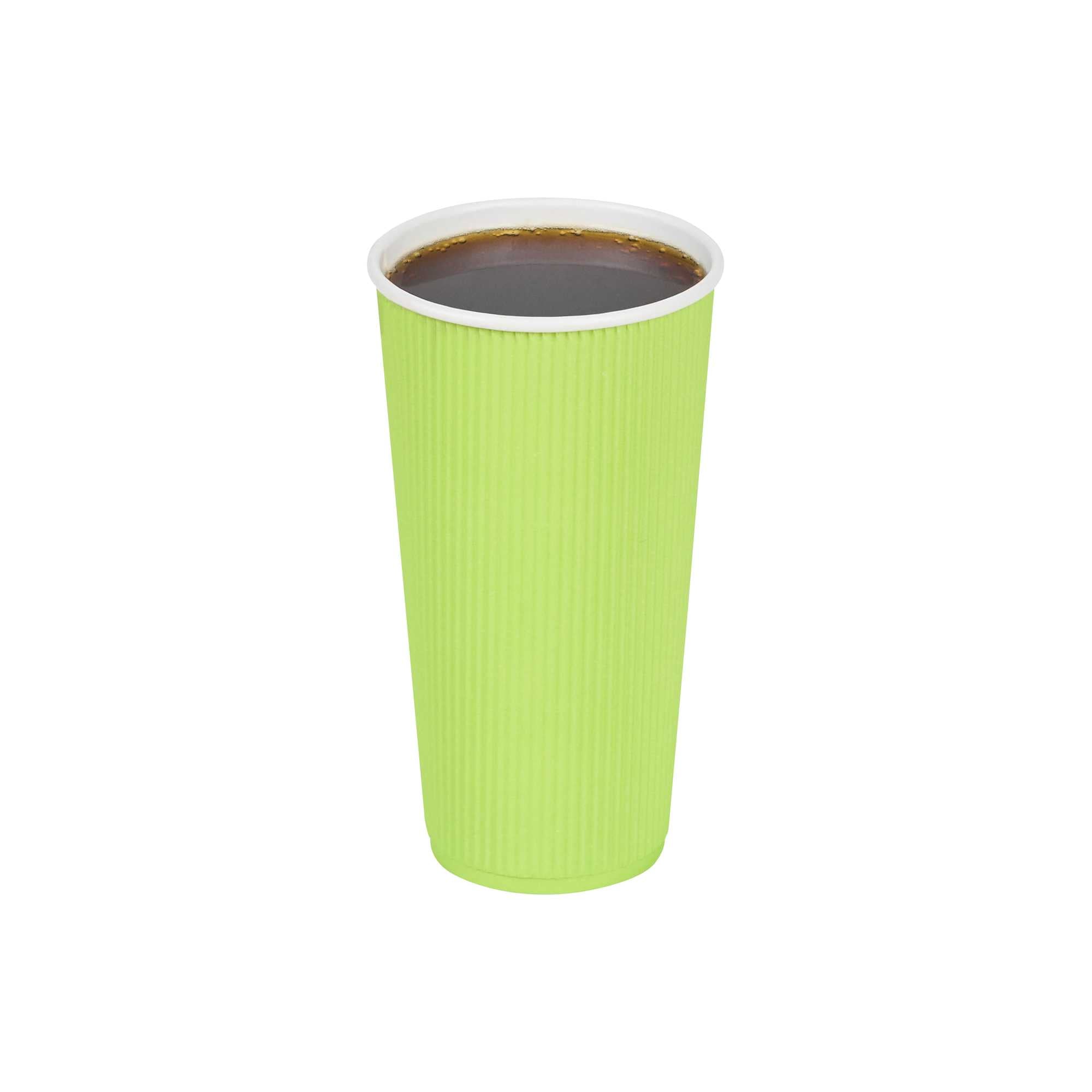 Restpresso 20 oz Eco Green Paper Coffee Cup - Ripple Wall - 3 1/2" x 3 1/2" x 6 1/4" - 250 count box