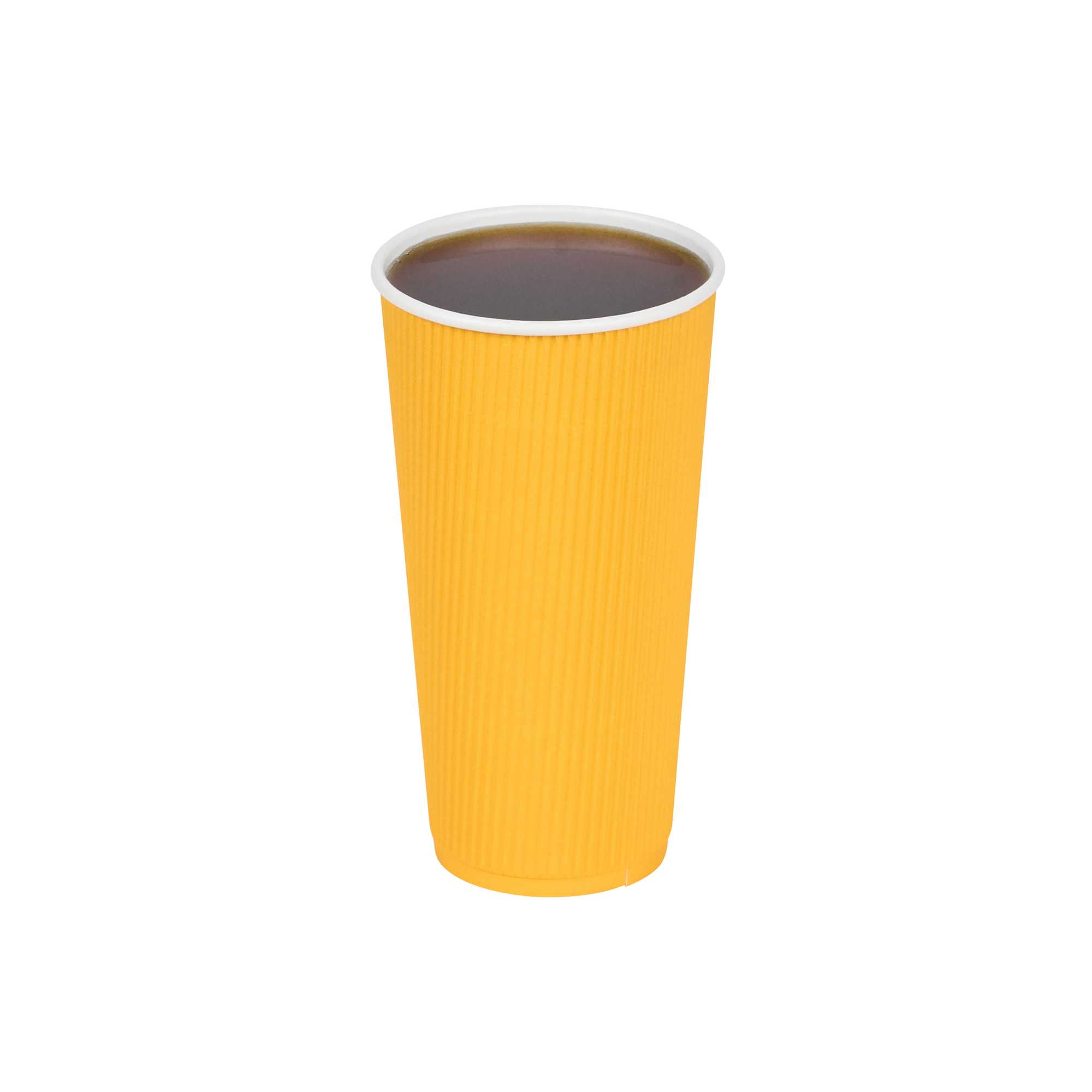 20 oz Yellow Paper Coffee Cup - Ripple Wall - 3 1/2" x 3 1/2" x 6 1/4" - 250 count box