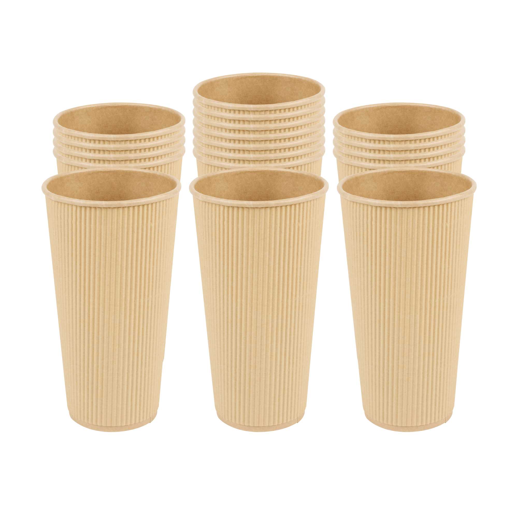 Restpresso 20 oz Kraft Paper Coffee Cup - Ripple Wall - 3 1/2" x 3 1/2" x 6 1/4" - 10 count box