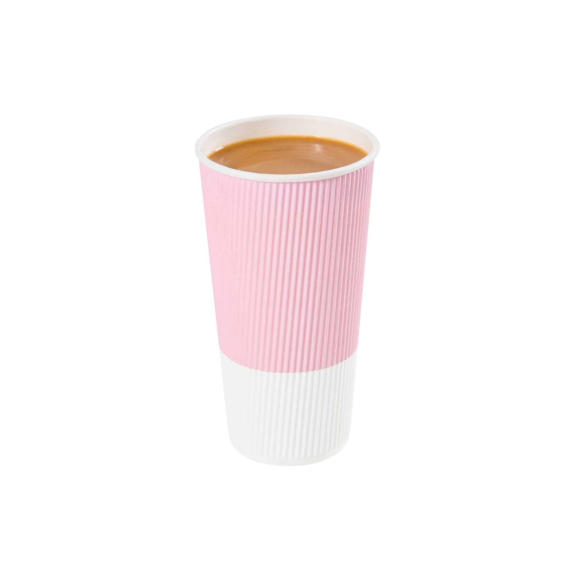 20 oz Light Pink Paper Coffee Cup - Ripple Wall - 3 1/2" x 3 1/2" x 6 1/4" - 250 count box