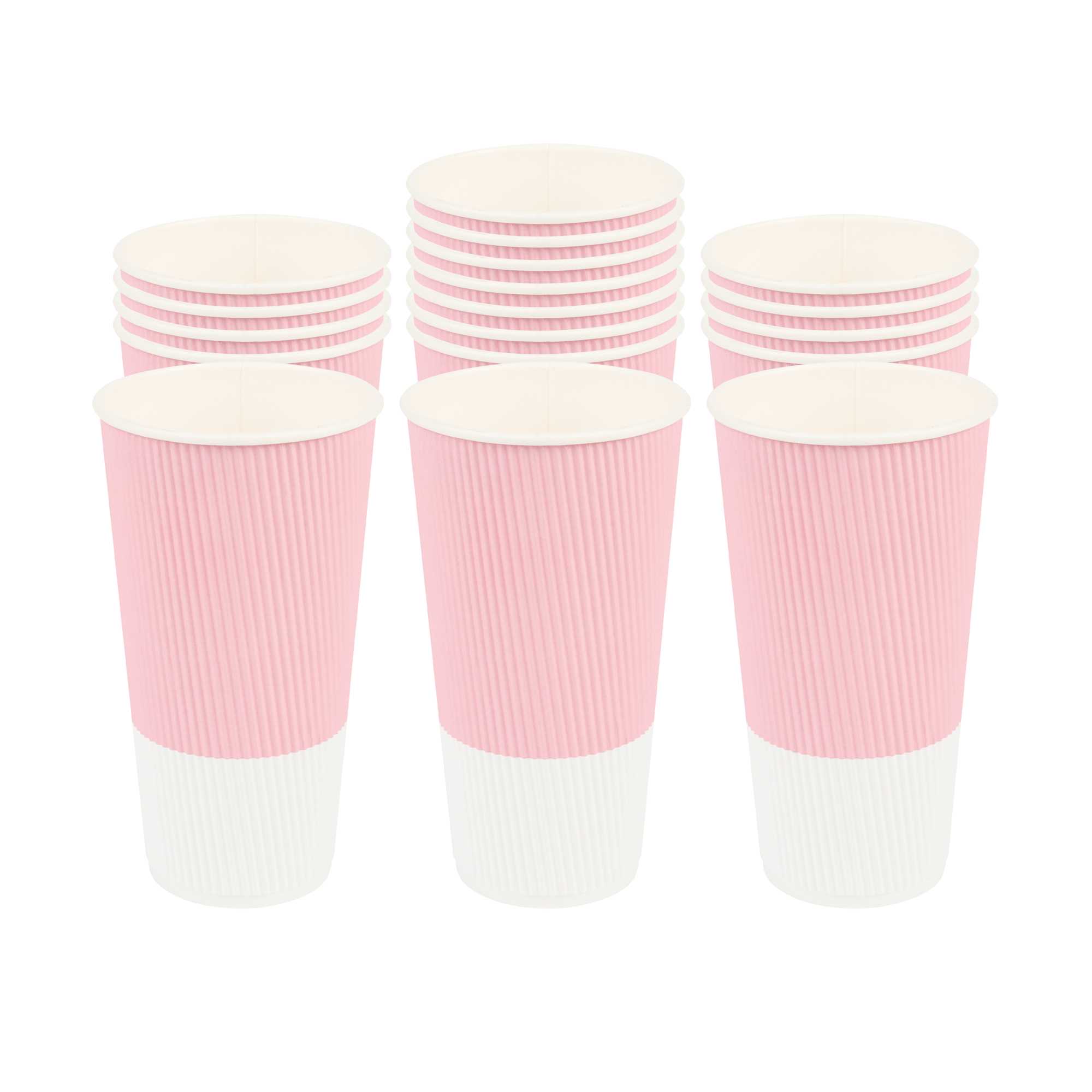 Restpresso 20 oz Light Pink Paper Coffee Cup - Ripple Wall - 3 1/2