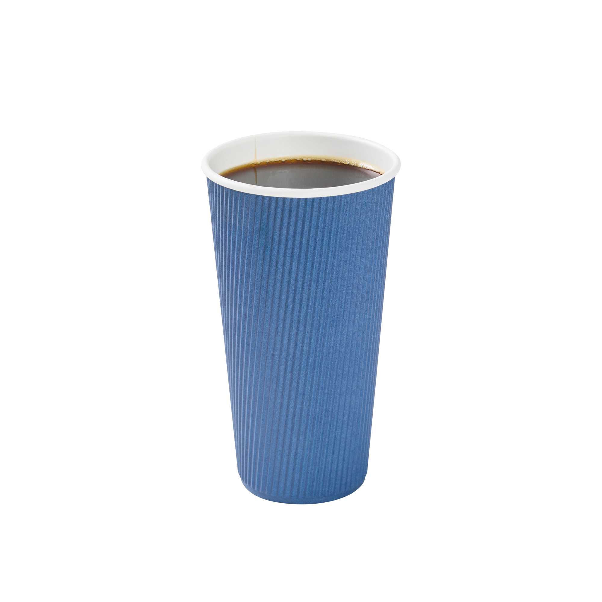 20 oz Midnight Blue Paper Coffee Cup - Ripple Wall - 3 1/2" x 3 1/2" x 6 1/4" - 250 count box