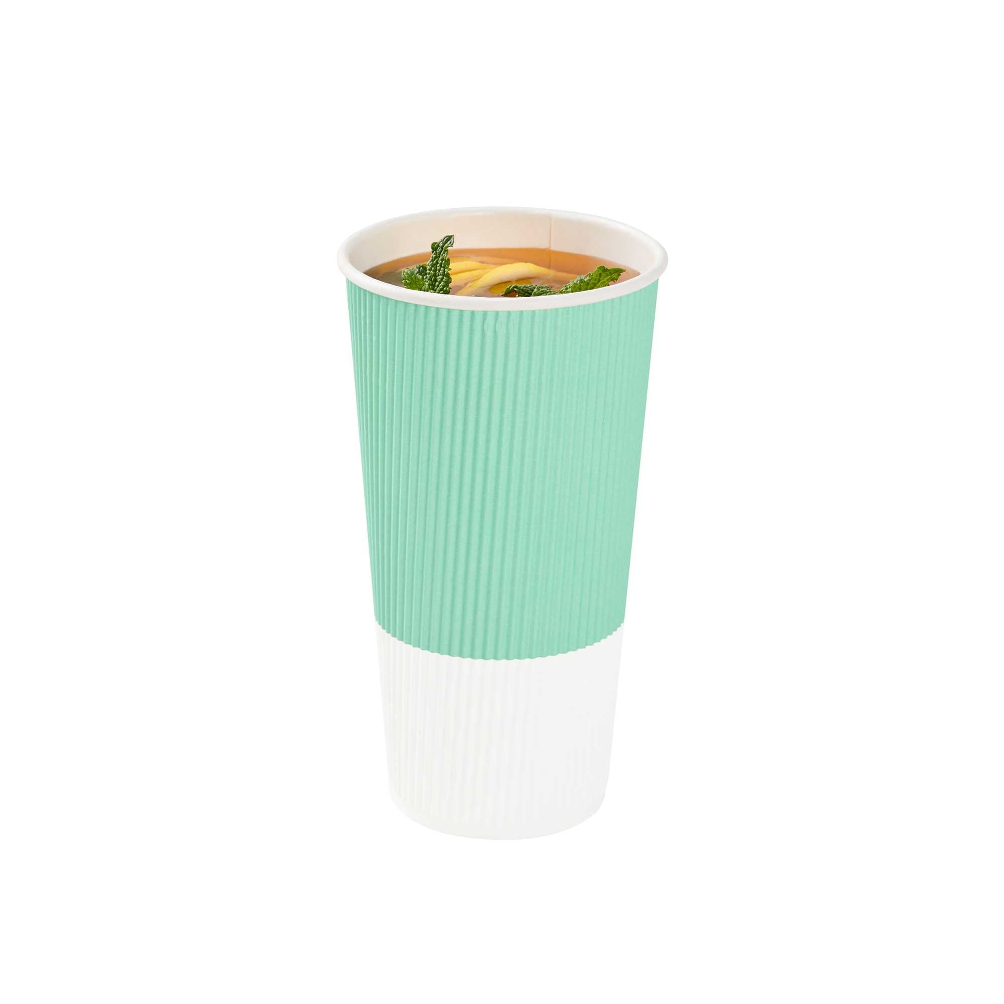 Restpresso 20 oz Light Green Paper Coffee Cup - Ripple Wall - 3 1/2" x 3 1/2" x 6 1/4" - 10 count box