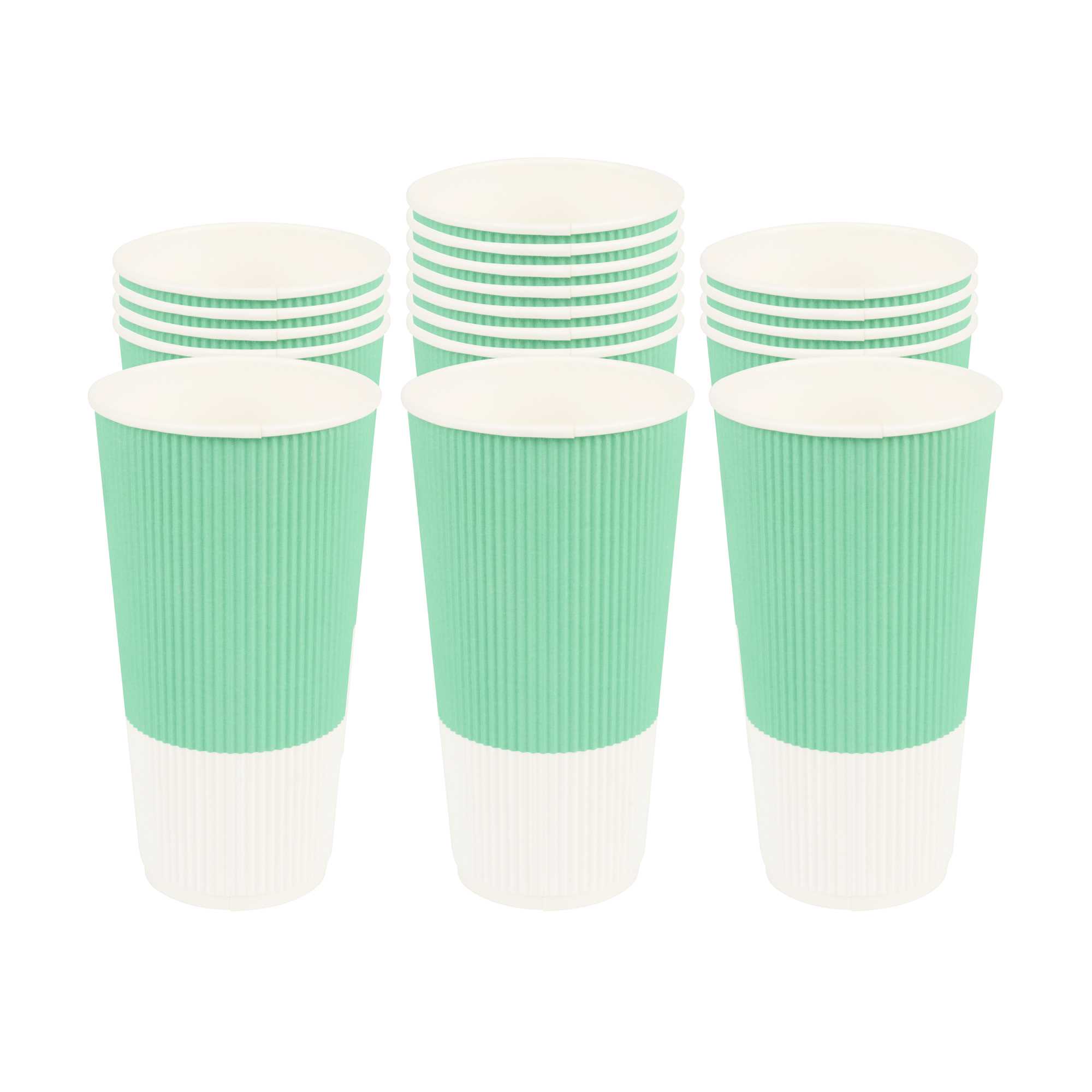 Restpresso 20 oz Light Green Paper Coffee Cup - Ripple Wall - 3 1/2" x 3 1/2" x 6 1/4" - 10 count box