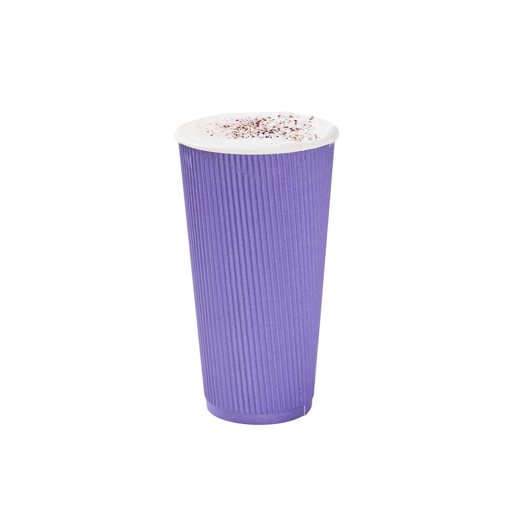 20 oz Royal Purple Paper Coffee Cup - Ripple Wall - 3 1/2" x 3 1/2" x 6 1/4" - 250 count box
