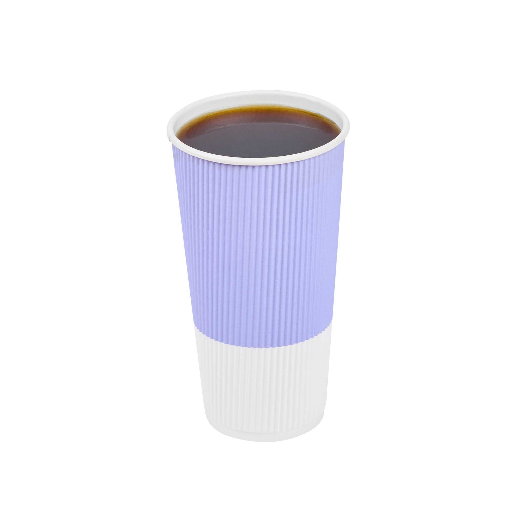 20 oz Light Purple Paper Coffee Cup - Ripple Wall - 3 1/2" x 3 1/2" x 6 1/4" - 250 count box