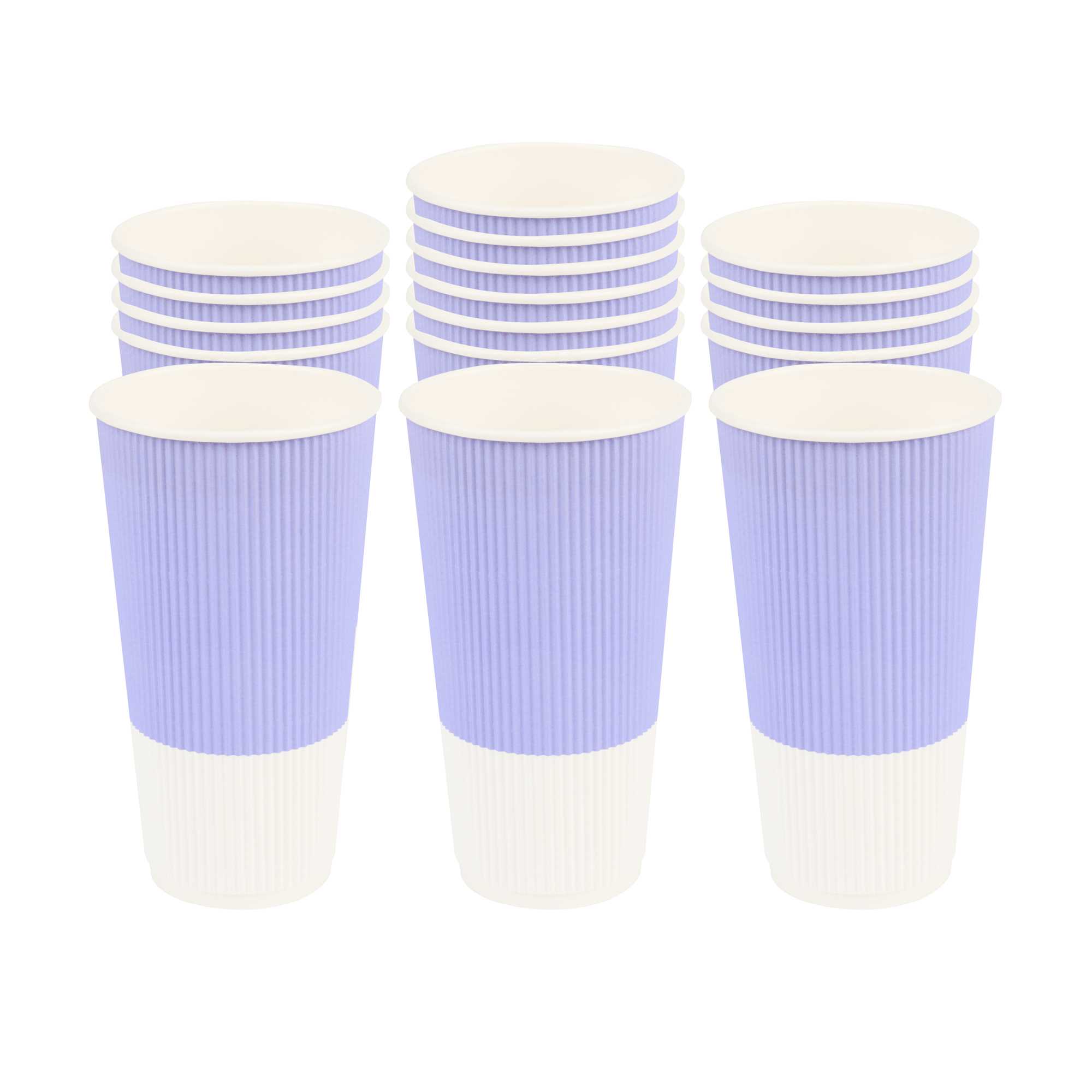 20 oz Light Purple Paper Coffee Cup - Ripple Wall - 3 1/2" x 3 1/2" x 6 1/4" - 250 count box