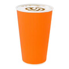 20 oz Tangerine Orange Paper Coffee Cup - Ripple Wall - 3 1/2