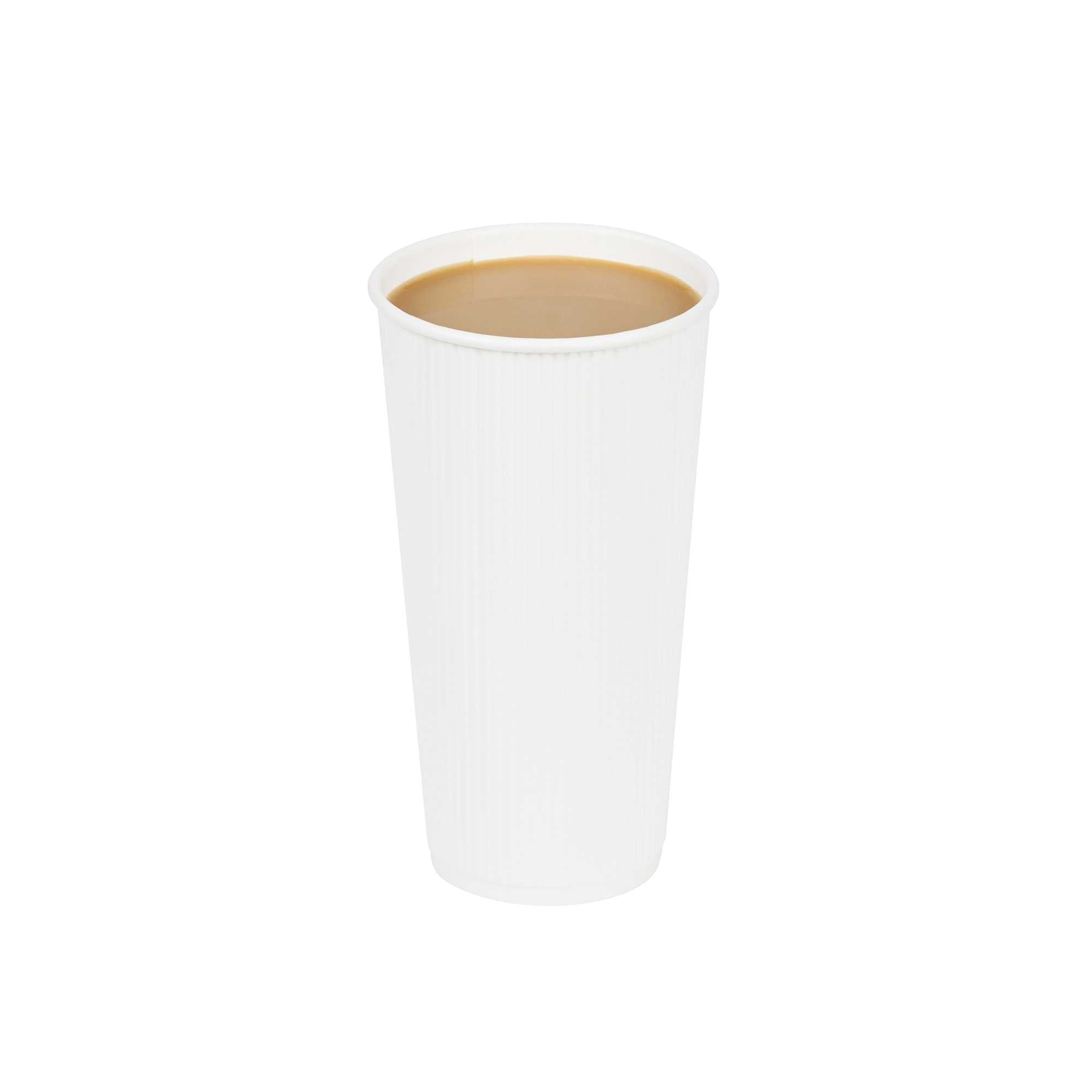 20 oz White Paper Coffee Cup - Ripple Wall - 3 1/2" x 3 1/2" x 6 1/4" - 250 count box