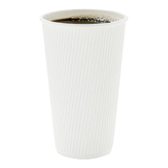 20 oz White Paper Coffee Cup - Ripple Wall - 3 1/2
