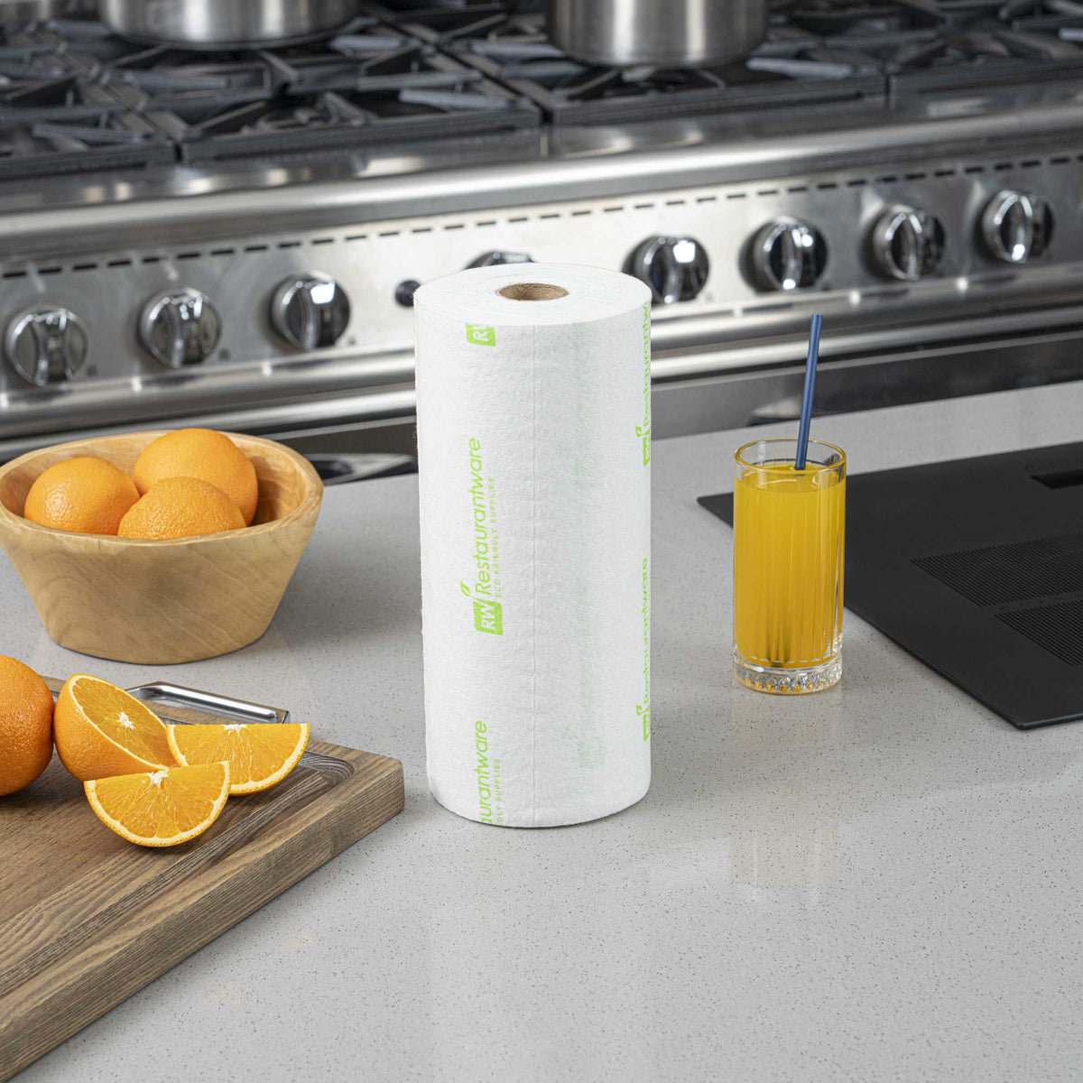 Clean Tek Professional White Bamboo Washable Paper Towel Roll - 11" x 11" - 50 Sheets x 10 Rolls
