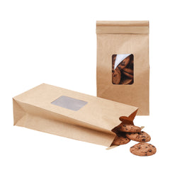 Bag Tek Kraft Paper Bakery / Coffee Tin Tie Bag - with Window - 4 3/4