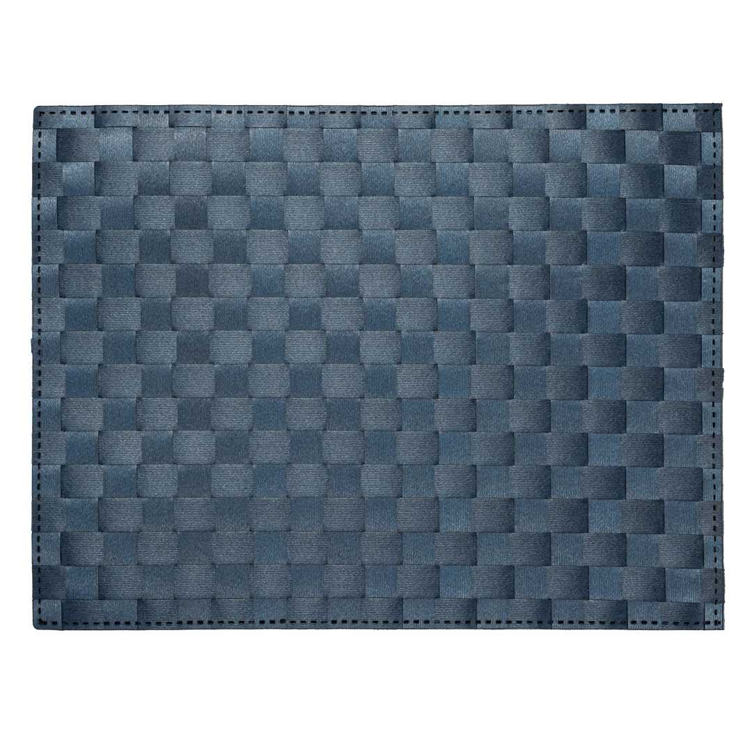 Macroweave Rectangle Navy Blue Woven Placemat - 16" x 12" - 6 count box