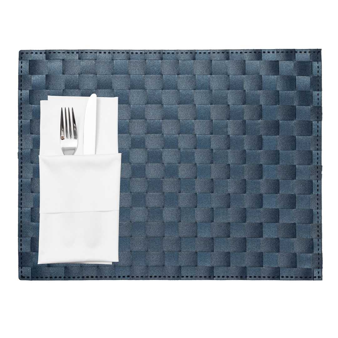 Macroweave Rectangle Navy Blue Woven Placemat - 16" x 12" - 6 count box