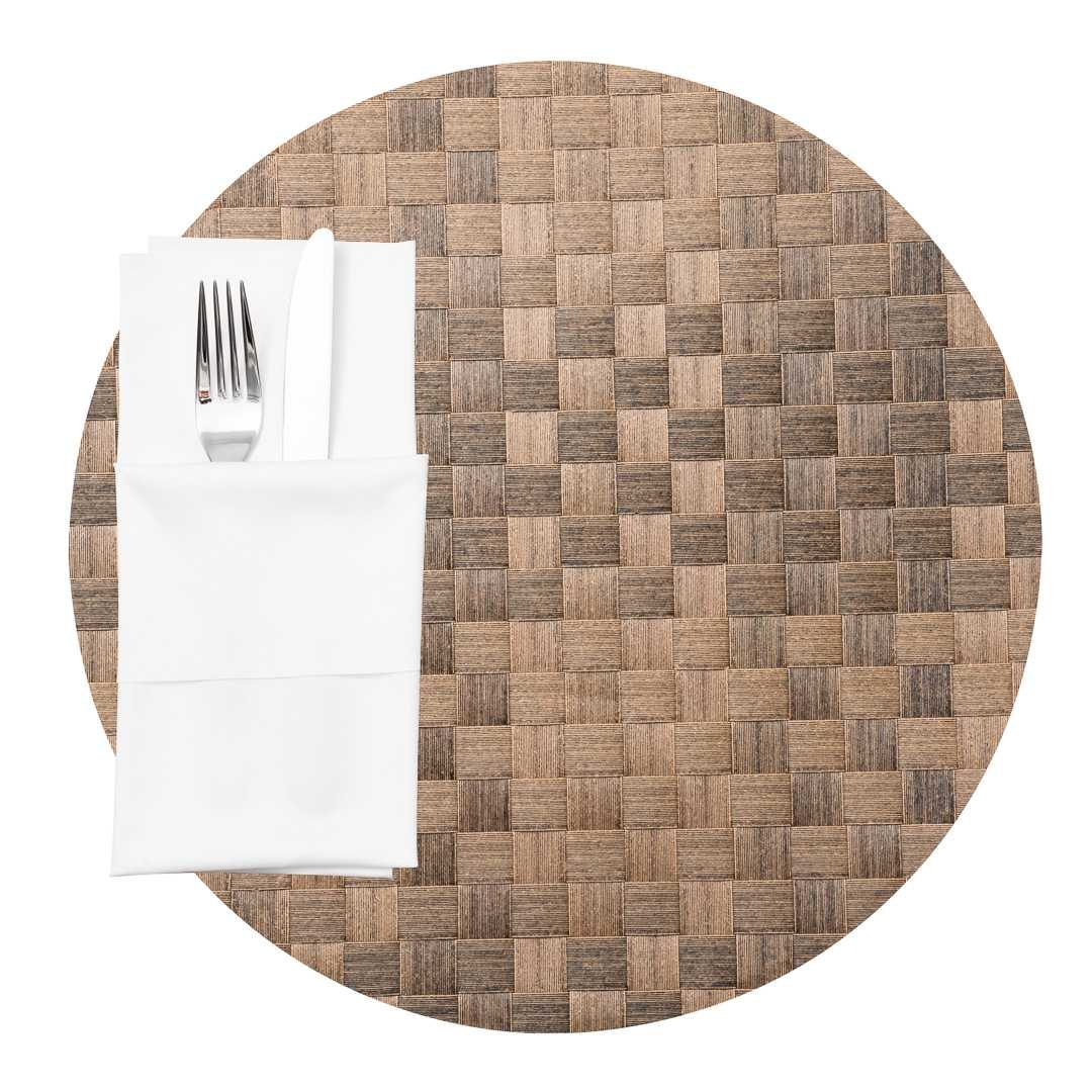 Macroweave Round Brown Placemat - 15" x 15" - 6 count box
