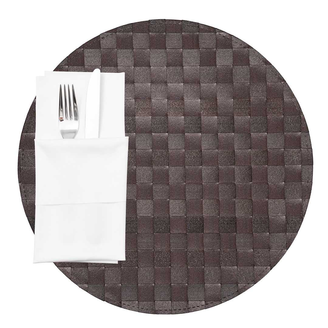 Macroweave Round Dark Brown Placemat - 15" x 15" - 6 count box