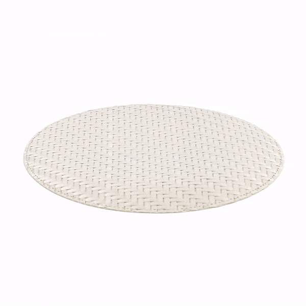 Amalfi Basketweave Woven Round White Pearl Placemat - 15" x 15" - 6 count box