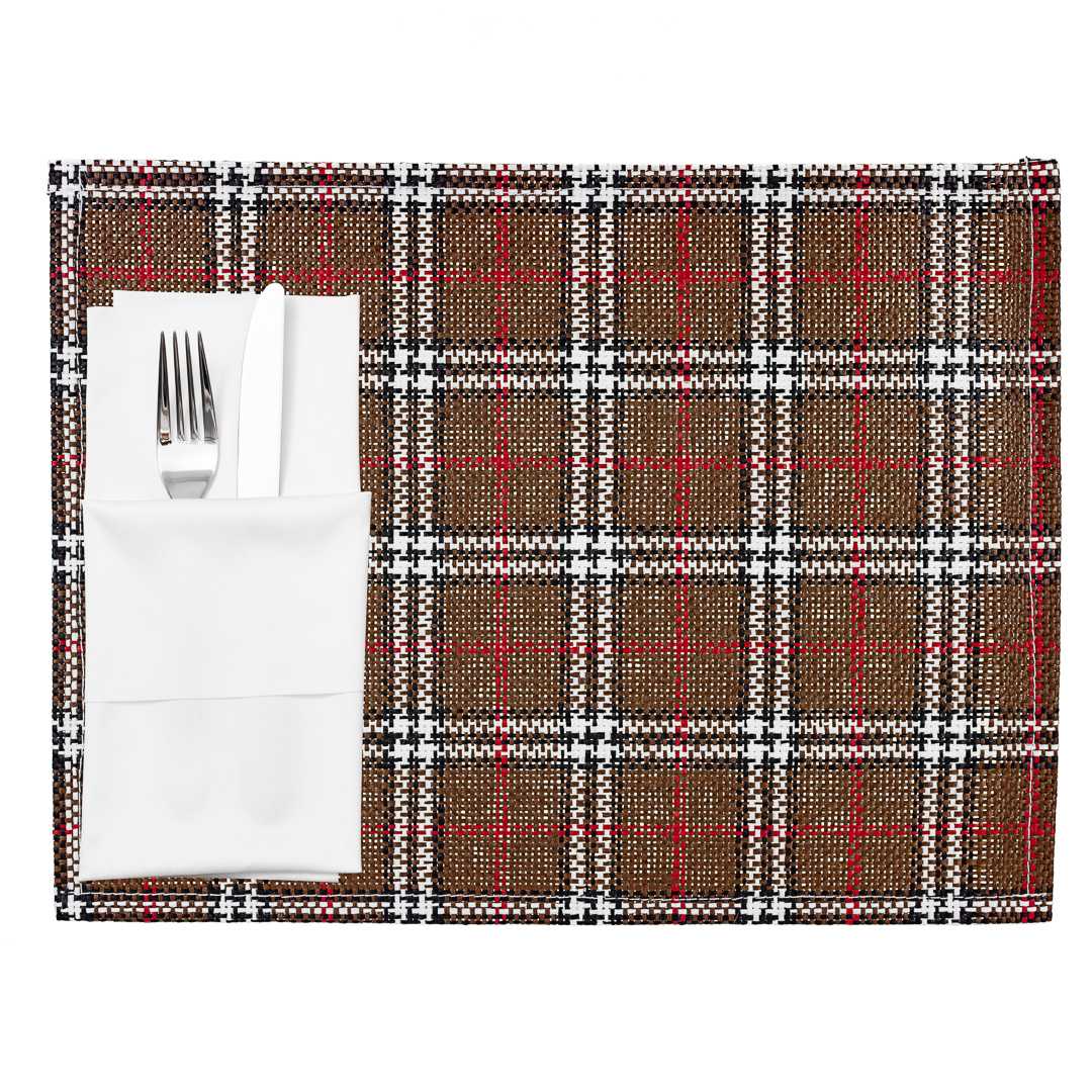 Carmel Mesh Vintage Windowpane Plaid Placemat - 16" x 12" - 6 count box