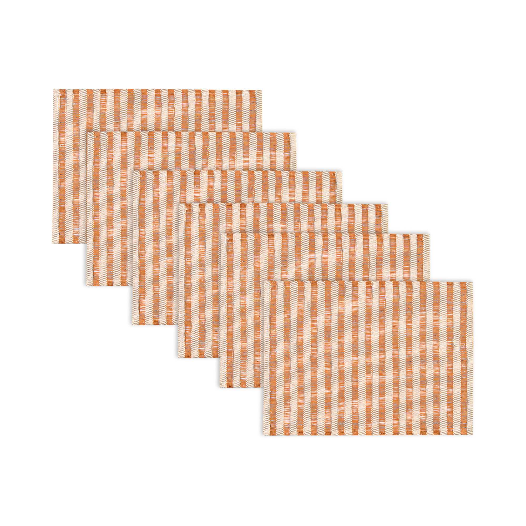 Carmel Mesh Orange Striped Placemat - 16" x 12" - 6 count box