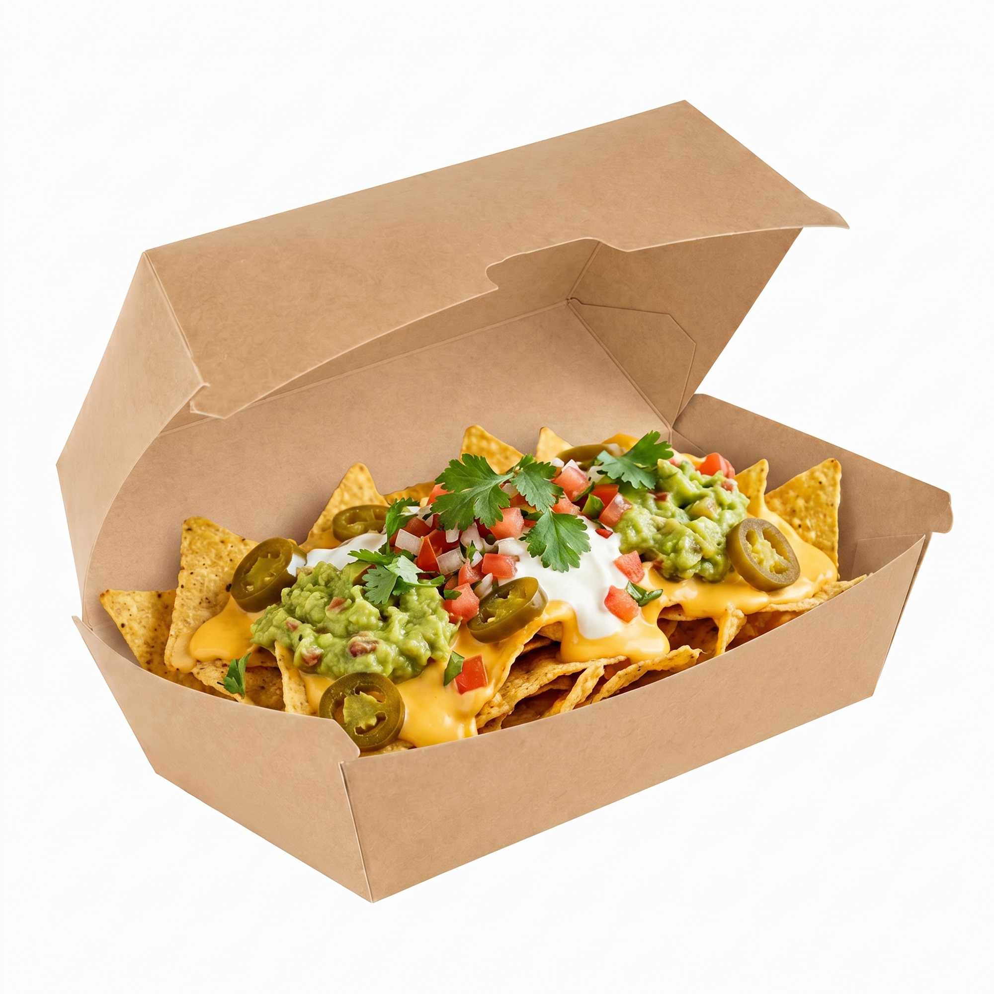 Bio Tek Rectangle Kraft Paper Hot Dog / Sandwich Clamshell Container - 6 3/4" x 3 1/2" x 3 1/2" - 100 count box
