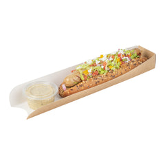 Bio Tek Rectangle Kraft Paper Hot Dog / Sandwich Tray - 11 3/4