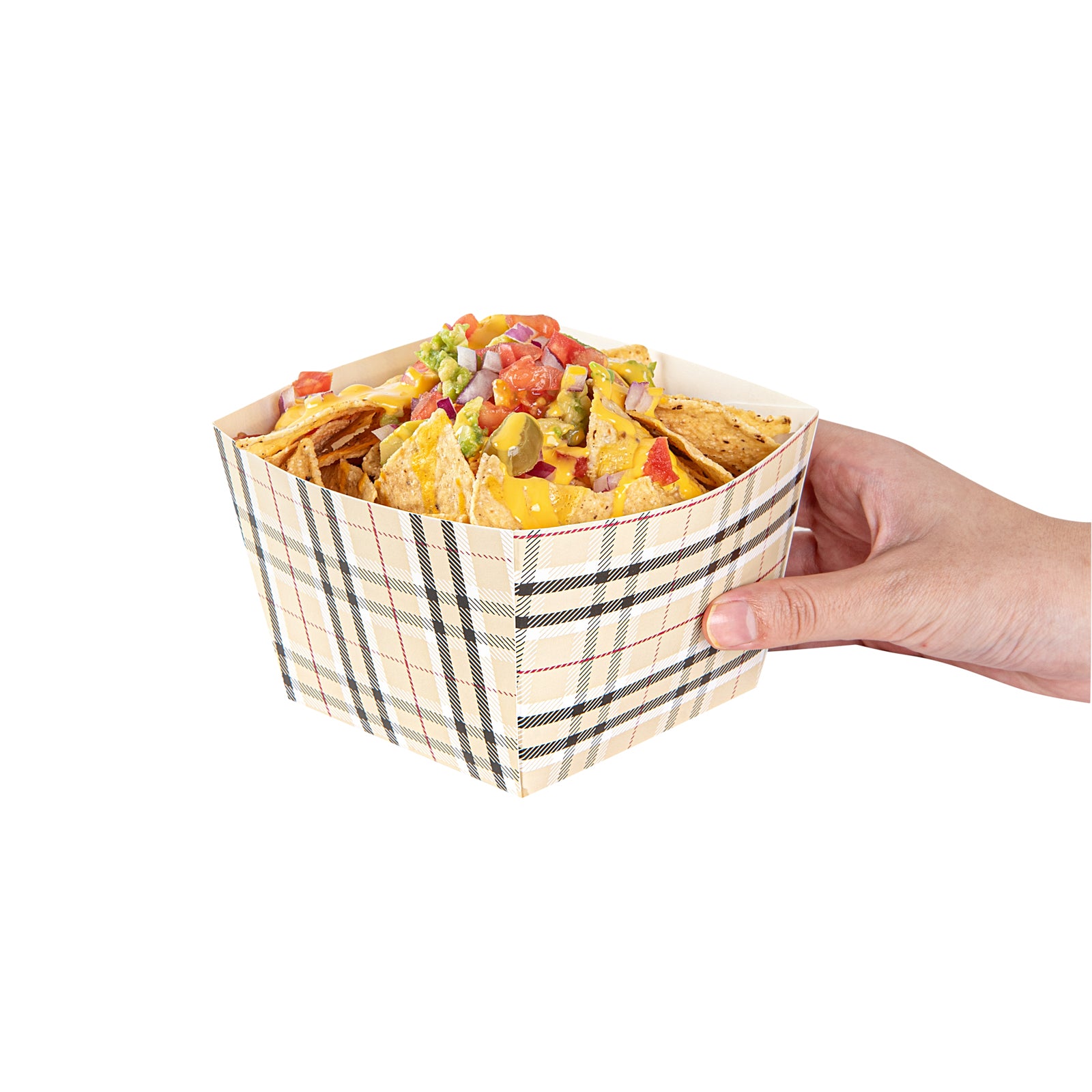 Bio Tek Square Plaid Paper Snack Box - 5 1/4