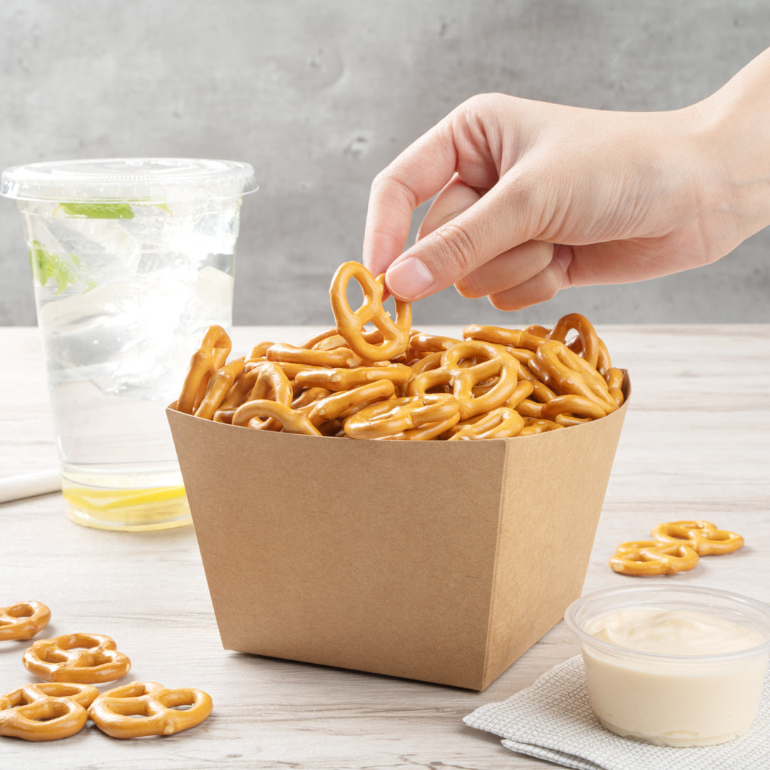 Bio Tek Square Kraft Paper Snack Box - 3 1/2