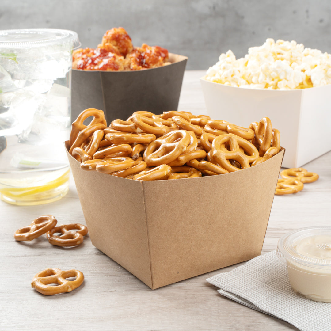 Bio Tek Square Kraft Paper Snack Box - 3 1/2