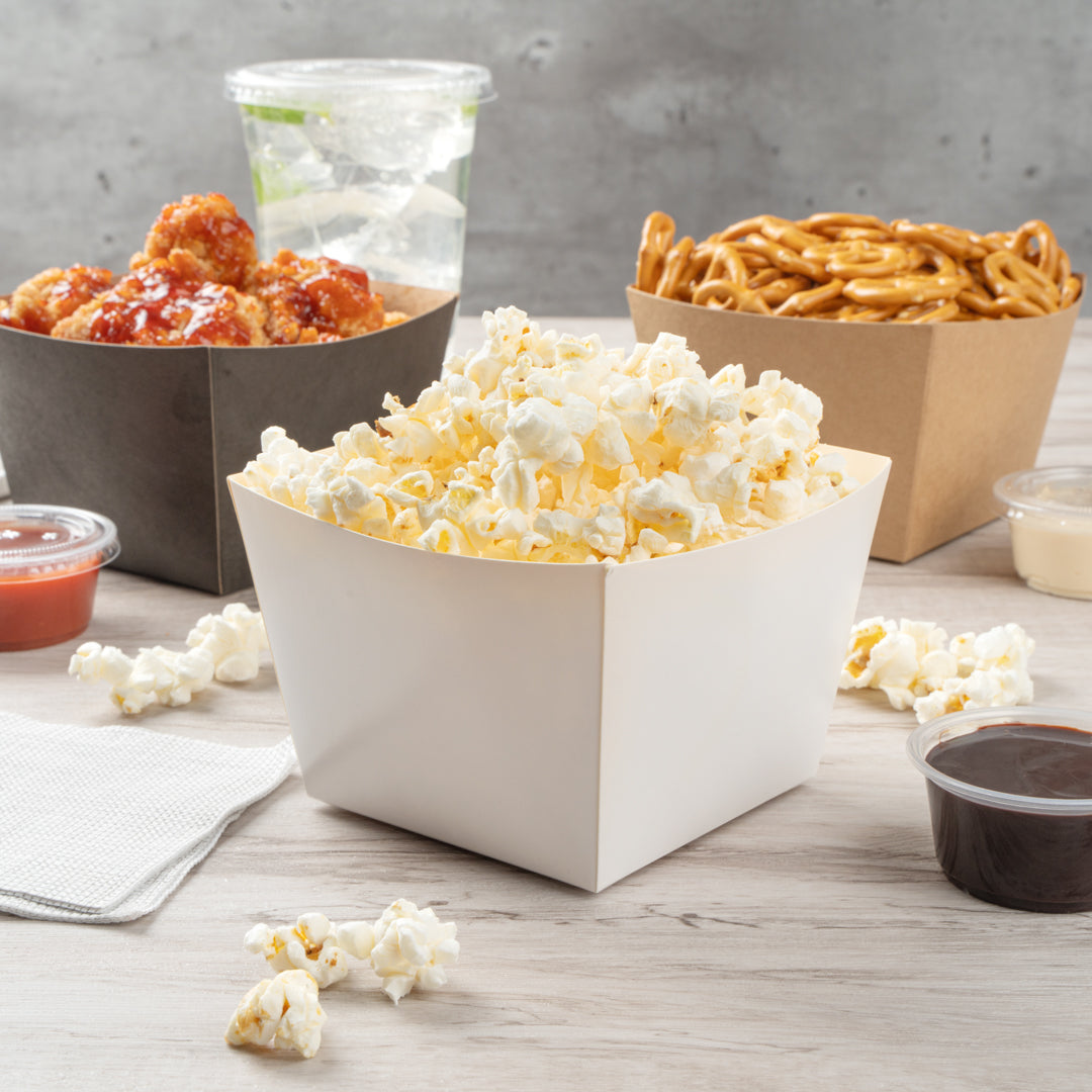 Bio Tek Square White Paper Snack Box - 3 1/2