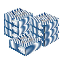Cater Tek Square Blue and White Stripe Paper Cake / Lunch Box - with Pop-Up Handle, Window - 9