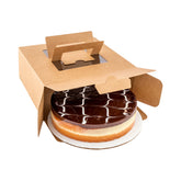 Cater Tek Square Kraft Paper Cake / Take Out Container - with Pop-Up Handle, Window - 9" x 9" x 3 1/2" - 50 count box